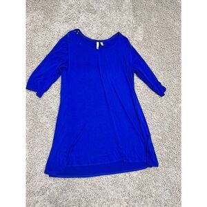 Dolman Piko Flare Flounce Beatrix M Cobalt Blue Scoop Neck